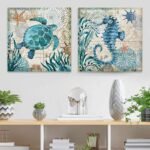 Πίνακας σε καμβά "Sea Creatures" Megapap 2 τμχ. ψηφιακής εκτύπωσης 83x40x3εκ. - Image 2