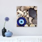Πίνακας σε καμβά "Evil Eye Beads And Stones" Megapap ψηφιακής εκτύπωσης 50x50x3εκ. - Image 2