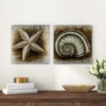 Πίνακες σε καμβά "Starfish - Shell" Megapap 2 τμχ. ψηφιακής εκτύπωσης 103x50x3εκ. - Image 2