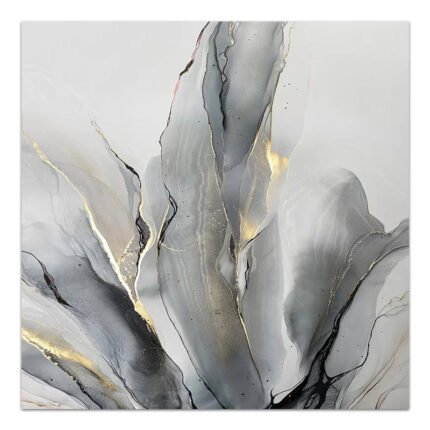 Βρες το Πίνακας σε καμβά "Abstract Grey Leaves" Megapap ψηφιακής εκτύπωσης 100x100x3εκ. σε μοναδική τιμή στο clickforshop.gr