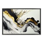 Βρες το Πίνακας σε καμβά "Abstract Golden Wave" Megapap ψηφιακής εκτύπωσης με κορνίζα χρώμα μαύρο 140x100x3εκ. σε μοναδική τιμή στο clickforshop.gr