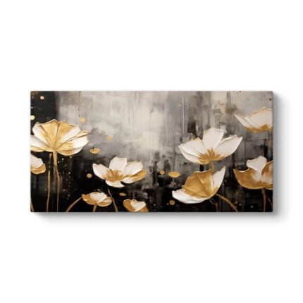 Βρες το Πίνακας σε καμβά "Gold Flowers" Megapap ψηφιακής εκτύπωσης 80x40x3εκ. σε μοναδική τιμή στο clickforshop.gr