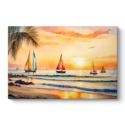 Βρες το Πίνακας σε καμβά "Tropical Sails at the Sunset" Megapap ψηφιακής εκτύπωσης 100x70x3εκ. σε μοναδική τιμή στο clickforshop.gr
