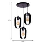 Φωτιστικό οροφής Mordo Megapap E27 μεταλλικό τρίφωτο χρώμα μαύρο 40x40x70εκ. - Image 3