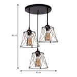 Φωτιστικό οροφής Cesa Megapap E27 μεταλλικό - σχοινί τρίφωτο χρώμα μαύρο 45x40x70εκ. - Image 3