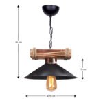 Φωτιστικό οροφής Melio Megapap E27 ξύλινο - πλαστικό μονόφωτο χρώμα μαύρο Ø26x36εκ. - Image 3