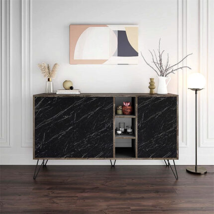 Βρες το Μπουφές Clara Megapap χρώμα dark coffee - μαύρο εφέ μαρμάρου 142x35