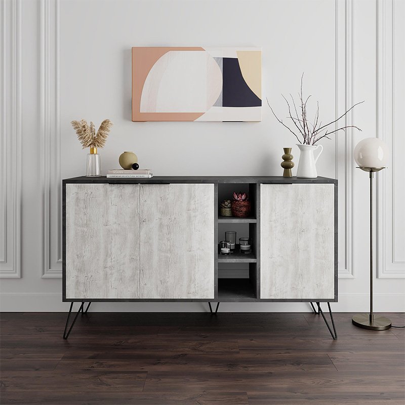 Μπουφές Clara Megapap χρώμα γκρι ρετρό - λευκό αντικέ 142x35 Βρες το Μπουφές Clara Megapap χρώμα γκρι ρετρό - λευκό αντικέ 142x35