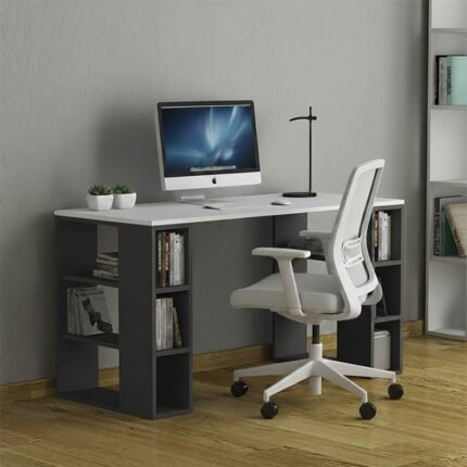 Βρες το Γραφείο εργασίας Colmar Megapap χρώμα ανθρακί - λευκό 140x60x75εκ σε μοναδική τιμή στο clickforshop.gr