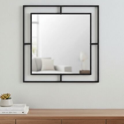 Βρες το Καθρέπτης τοίχου Corner Megapap αλουμινίου χρώμα μαύρο 58