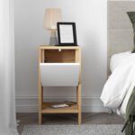 Κομοδίνο Ema Megapap χρώμα sapphire oak - λευκό 30x30x55εκ. - Image 4