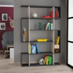 Βιβλιοθήκη Mito Megapap χρώμα ανοιχτή μόκα - ανθρακί 108x25x161εκ. - Image 2