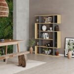 Βιβλιοθήκη Mito Megapap χρώμα sapphire oak - ανθρακί 108x25x161εκ. - Image 3