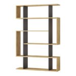 Βιβλιοθήκη Mito Megapap χρώμα sapphire oak - ανθρακί 108x25x161εκ. - Image 4