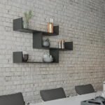 Ραφιέρα τοίχου Tibet Megapap χρώμα ανθρακί 119x22x66εκ. - Image 2