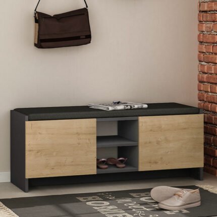Βρες το Παπουτσοθήκη Zulla Megapap χρώμα ανθρακί - sapphire oak 110x37x43εκ. σε μοναδική τιμή στο clickforshop.gr
