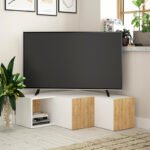 Βρες το Έπιπλο τηλεόρασης γωνιακό Compact Megapap χρώμα λευκό - sapphire oak 94