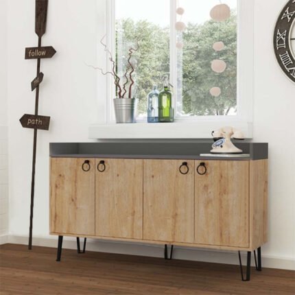 Βρες το Μπουφές Dea Megapap χρώμα sapphire oak - ανθρακί 140x36x80εκ. σε μοναδική τιμή στο clickforshop.gr