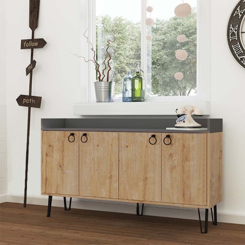 Μπουφές Dea Megapap χρώμα sapphire oak - ανθρακί 140x36x80εκ. Βρες το Μπουφές Dea Megapap χρώμα sapphire oak - ανθρακί 140x36x80εκ. σε μοναδική τιμή στο clickforshop.gr