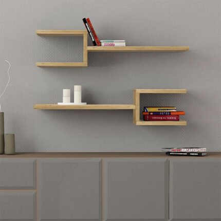 Βρες το Ραφιέρα τοίχου Fork Megapap 2 τεμαχίων χρώμα sapphire oak 75x19