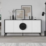Μπουφές Gora Megapap χρώμα μαύρο εφέ μαρμάρου - λευκό 180x35,6x82εκ. - Image 3