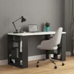 Βρες το Γραφείο εργασίας Labirent Megapap χρώμα ανθρακί - λευκό 140x60x75εκ σε μοναδική τιμή στο clickforshop.gr