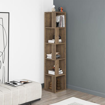 Βρες το Βιβλιοθήκη γωνιακή Piano Megapap χρώμα ανοιχτό καρυδί 31