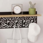 Κρεμάστρα τοίχου Novo Megapap από  μέταλλο - μελαμίνη χρώμα sapphire oak - μαύρο 80x12,2x20εκ. - Image 3