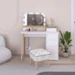 Τουαλέτα με καθρέπτη Avien Megapap με LED χρώμα λευκό - sapphire oak 105x51,1x131εκ. - Image 3