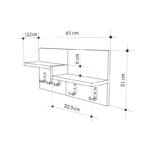 Κρεμάστρα τοίχου Harmon Megapap χρώμα sapphire oak - λευκό 65x15x31εκ. - Image 5