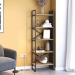 Βιβλιοθήκη Detroit Megapap χρώμα sapphire oak - silky black 58x35,2x175εκ. - Image 4