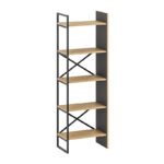 Βιβλιοθήκη Detroit Megapap χρώμα sapphire oak - silky black 58x35,2x175εκ. - Image 5