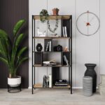 Βιβλιοθήκη Midi Megapap χρώμα sapphire oak - silky black 88x35x175εκ. - Image 2