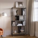 Βιβλιοθήκη Midi Megapap χρώμα sapphire oak - silky black 88x35x175εκ. - Image 4