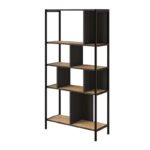 Βιβλιοθήκη Midi Megapap χρώμα sapphire oak - silky black 88x35x175εκ. - Image 5