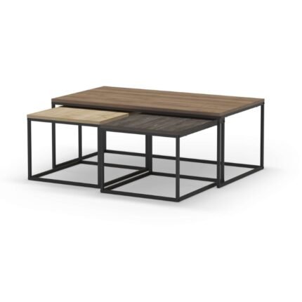 Βρες το Τραπεζάκι σαλονιού σετ 3 τμχ. Camelia Megapap χρώμα ανοιχτό καρυδί - sapphire oak - καφέ 110x60x41