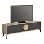 Έπιπλο τηλεόρασης Gora Megapap χρώμα sapphire oak - silky black 180x35,6x51εκ. - Image 5