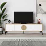 Έπιπλο τηλεόρασης Gora Megapap χρώμα sapphire oak - λευκό 180x35,6x51εκ. - Image 3