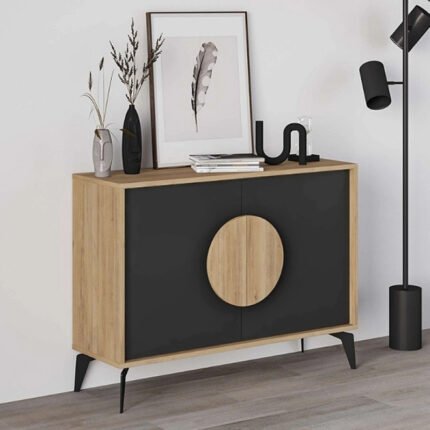 Βρες το Μπουφές Gora Megapap χρώμα sapphire oak - silky black 110x40x82εκ. σε μοναδική τιμή στο clickforshop.gr