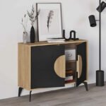 Μπουφές Gora Megapap χρώμα sapphire oak - silky black 110x40x82εκ. - Image 2
