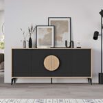 Μπουφές Gora Megapap χρώμα sapphire oak - silky black 180x40x82εκ. - Image 3