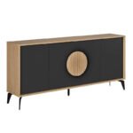 Μπουφές Gora Megapap χρώμα sapphire oak - silky black 180x40x82εκ. - Image 5