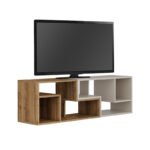 Έπιπλο τηλεόρασης Glis Megapap πολυμορφικό χρώμα ανοιχτό καρυδί - sandstone 145x35x44,8εκ. - Image 4