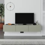 Έπιπλο τηλεόρασης επιτοίχιο Francy Megapap χρώμα ash green 180x30x30εκ. - Image 3
