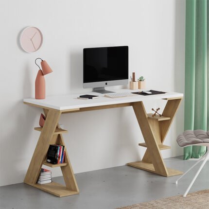 Βρες το Γραφείο εργασίας Papillon Megapap χρώμα sapphire oak - λευκό 137x60x75εκ σε μοναδική τιμή στο clickforshop.gr