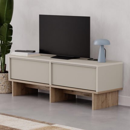 Βρες το Έπιπλο τηλεόρασης Yuki Megapap χρώμα sandstone - sepet oak 118x35x40