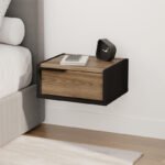 Βρες το Κομοδίνο επιτοίχιο Eco Megapap χρώμα black wood - καρυδί 40x33x18