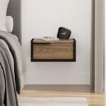 Κομοδίνο επιτοίχιο Eco Megapap χρώμα black wood - καρυδί Ud 40x33x18,5εκ. - Image 3