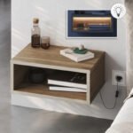 Βρες το Κομοδίνο επιτοίχιο Brik Megapap με LED χρώμα καρυδί - sandstone 45x30x18εκ. σε μοναδική τιμή στο clickforshop.gr