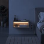 Κομοδίνο επιτοίχιο Brik Megapap με LED χρώμα καρυδί Ud - sandstone 45x30x18εκ. - Image 2